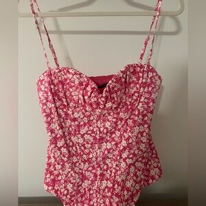 Pink Floral Spaghetti Strap Dress